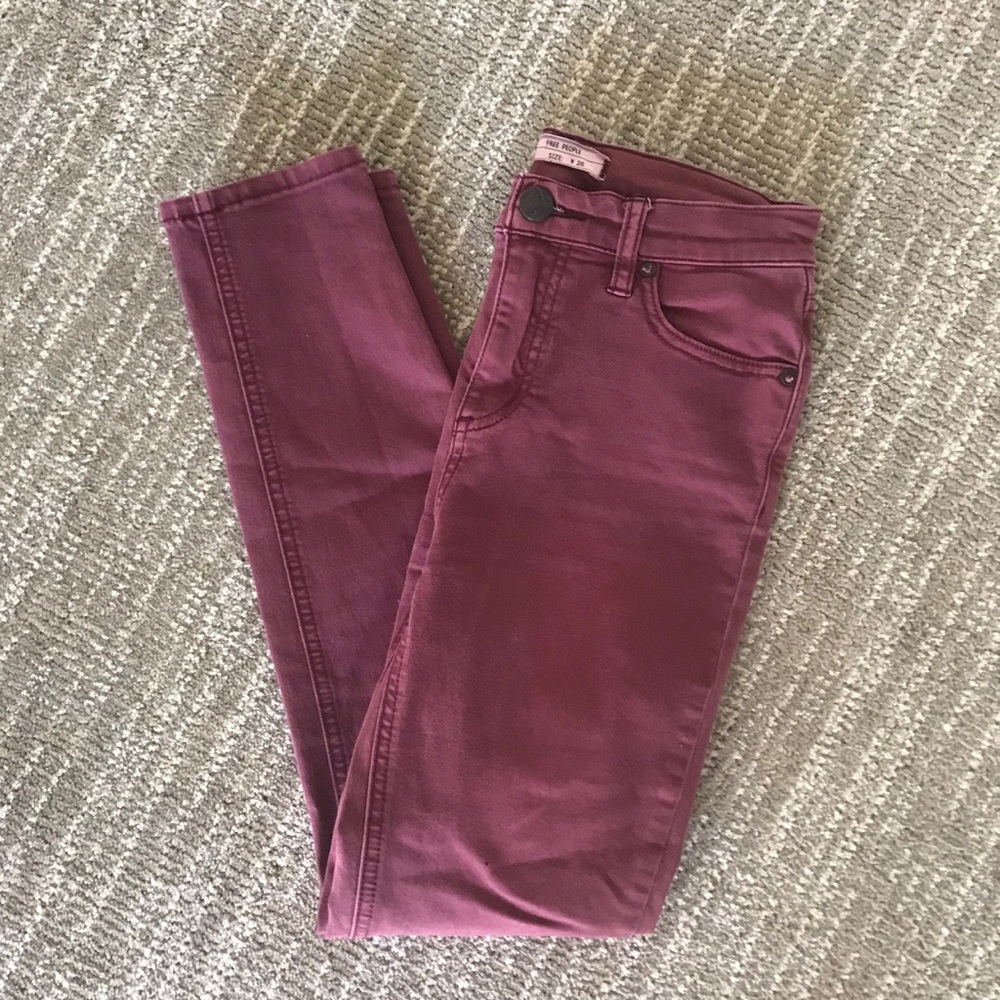 free people maroon skinny jeans
